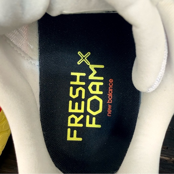 New Balance White and Yellow Athletic Shoes - Picture 8 of 11